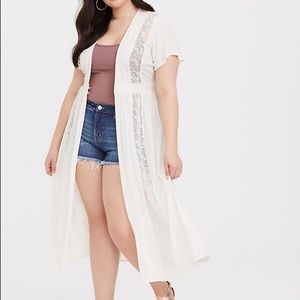 Torrid Ivory Mixed Kimono Duster NWOT